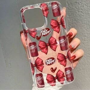 Dr Pepper IPhone 17 ProMax Themed Phone Case - Red Bow Design